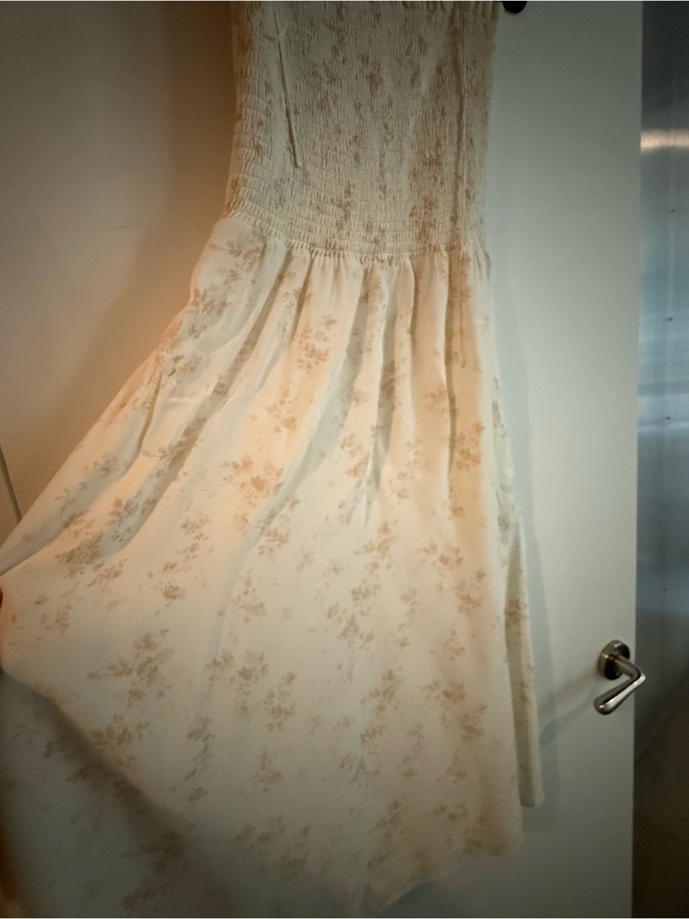 Reformation Cream and Beige Floral Midi Dress